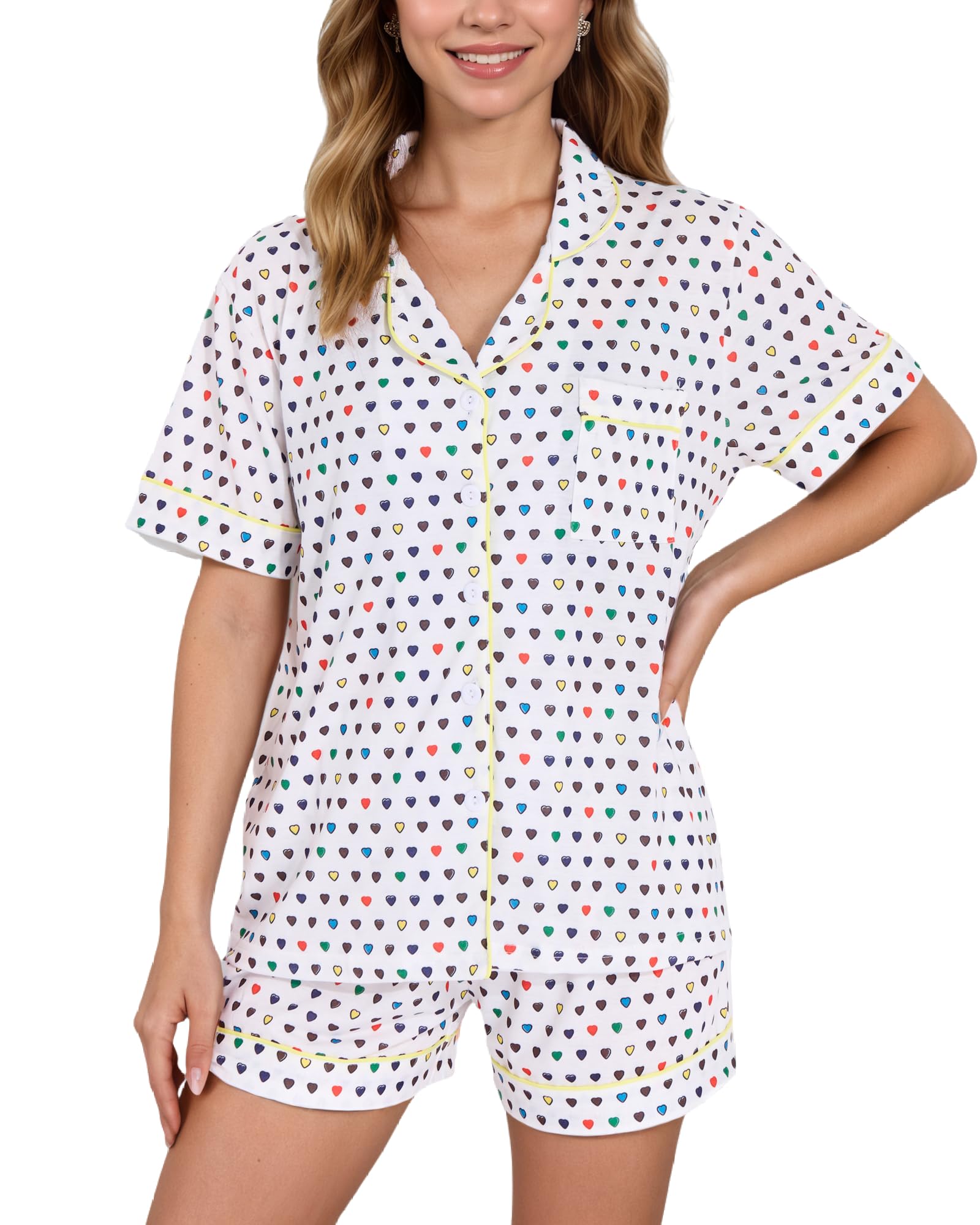 Women Y2k Pajamas Set Cute Preppy 2PCS Button Down Holiday Monkey Shorts Summer Outfit Beach Vacation Loungewear PJs WEBE CLOTHING