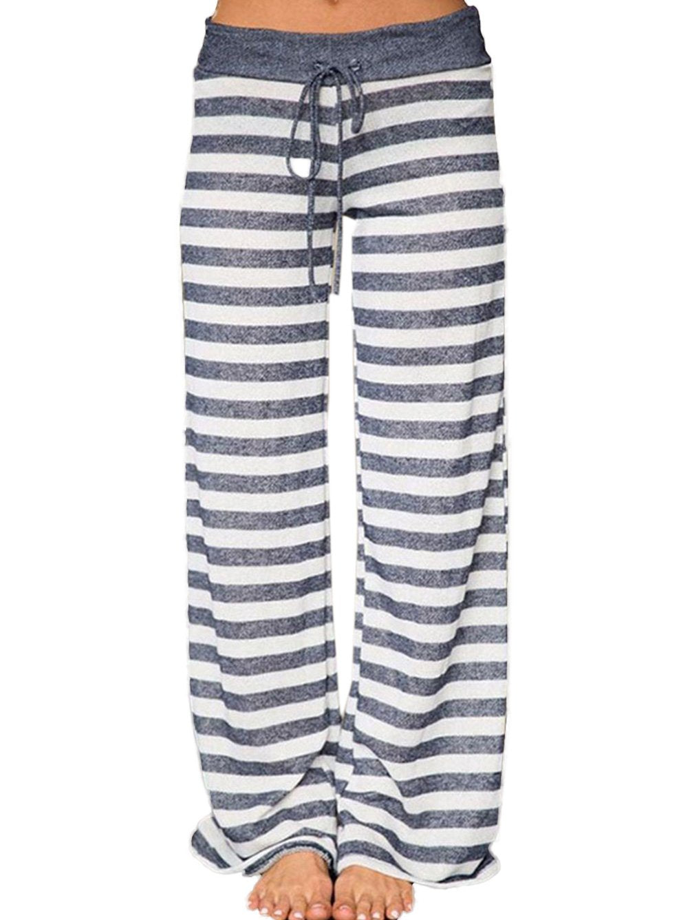 iChunhua Women's Comfy Stretch Floral Print Drawstring Palazzo Wide Leg Lounge Pant