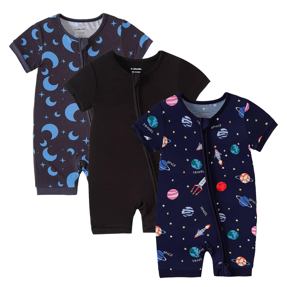 OPAWO Bamboo Baby Pajamas 3 Pack, Double Zipper Bamboo Sleepers for Baby Boy Girl Romper, Toddler Summer Clothes Outfit 0-24M WEBE CLOTHING