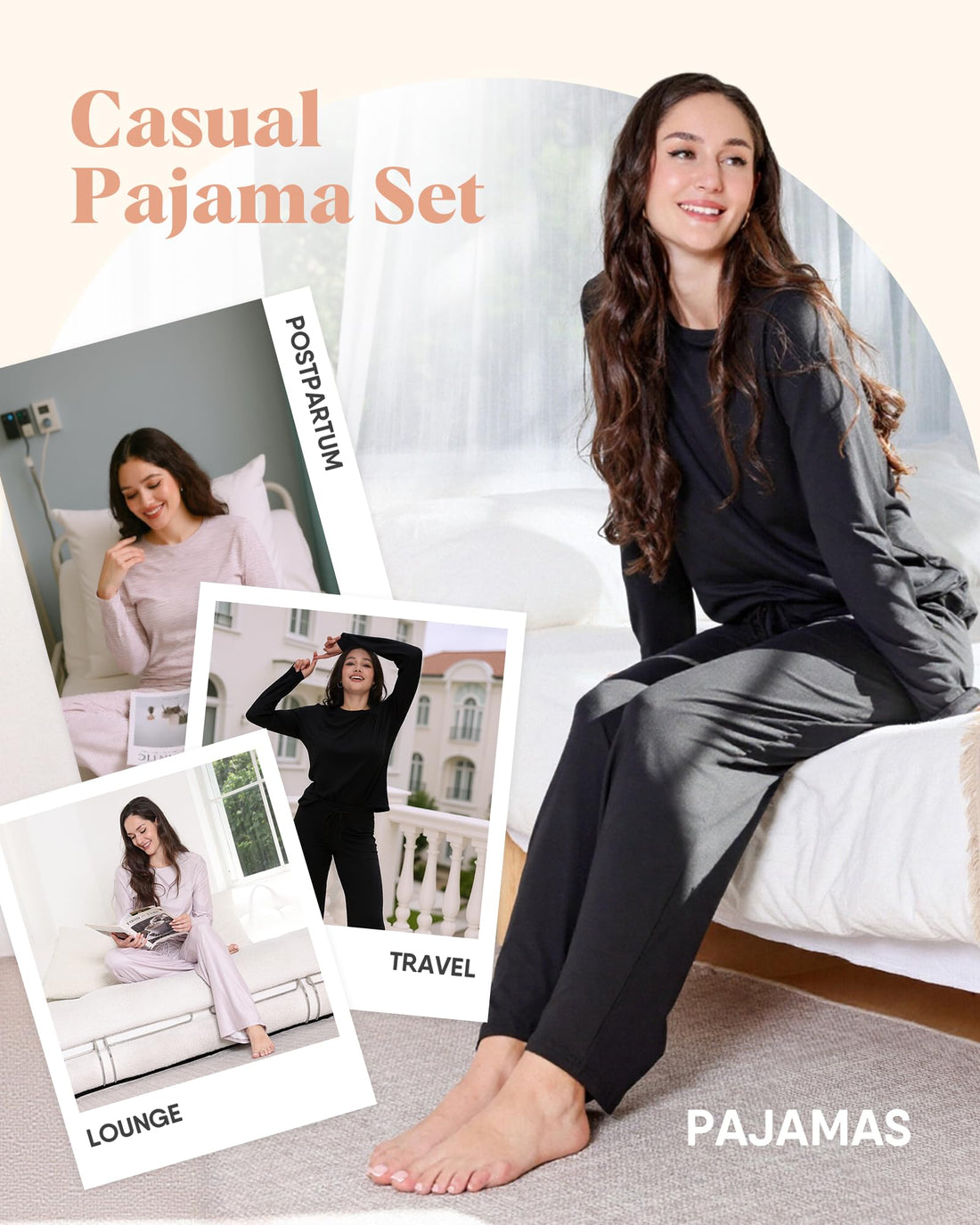 ZOOSIXX Womens Pajama Sets - Soft 2 Piece Lounge Sets for Women, Long Sleeve Sleepwear & Loungewear Pjs Set WEBE CLOTHING