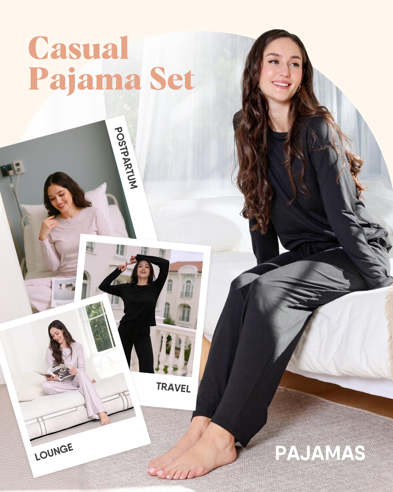 ZOOSIXX Womens Pajama Sets - Soft 2 Piece Lounge Sets for Women, Long Sleeve Sleepwear & Loungewear Pjs Set WEBE CLOTHING