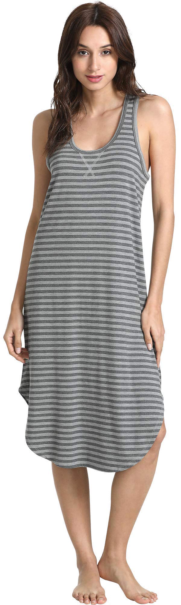 GYS Women's Bamboo Viscose Cooling Racerback Tank Nightgown | Moisture wicking, Breathable, Tagless, Sleeveless, Soft stretch, Racerback design, for hot flashes & summer sleep WEBE CLOTHING