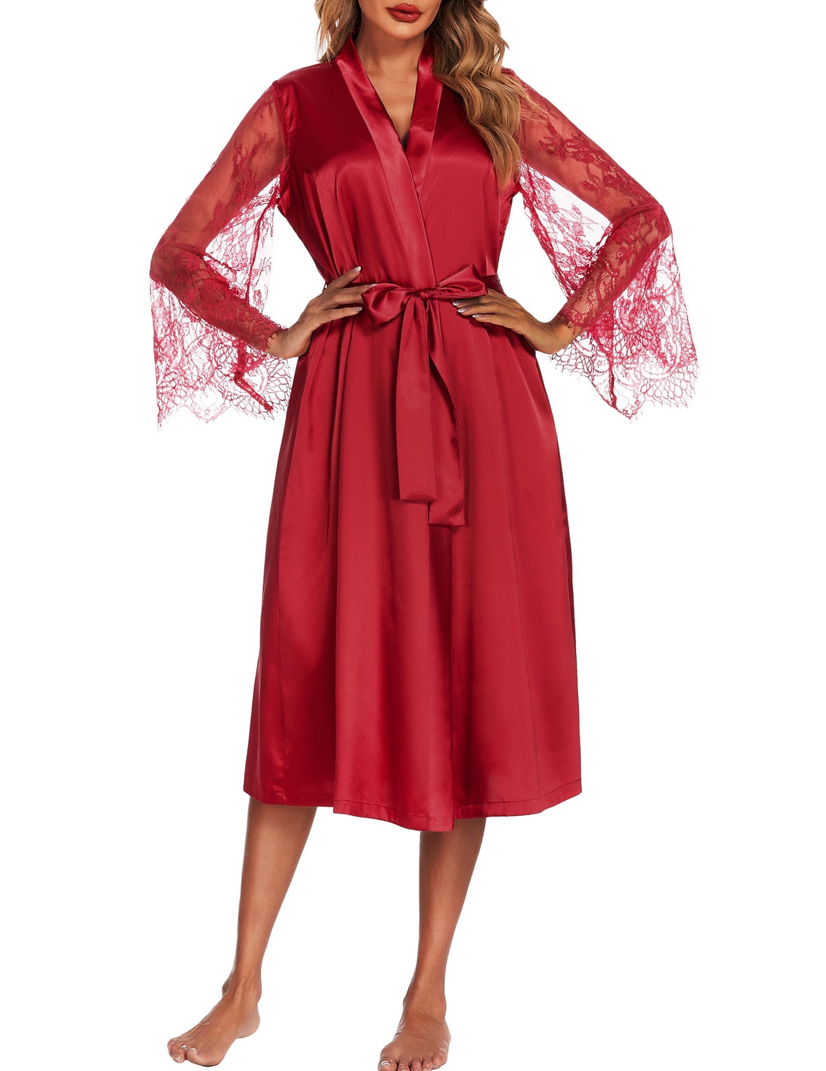 Eouaer Women's Satin Kimono Robe for Bridesmaid and Bride Wedding Party Getting Ready Short Robe WEBE CLOTHING