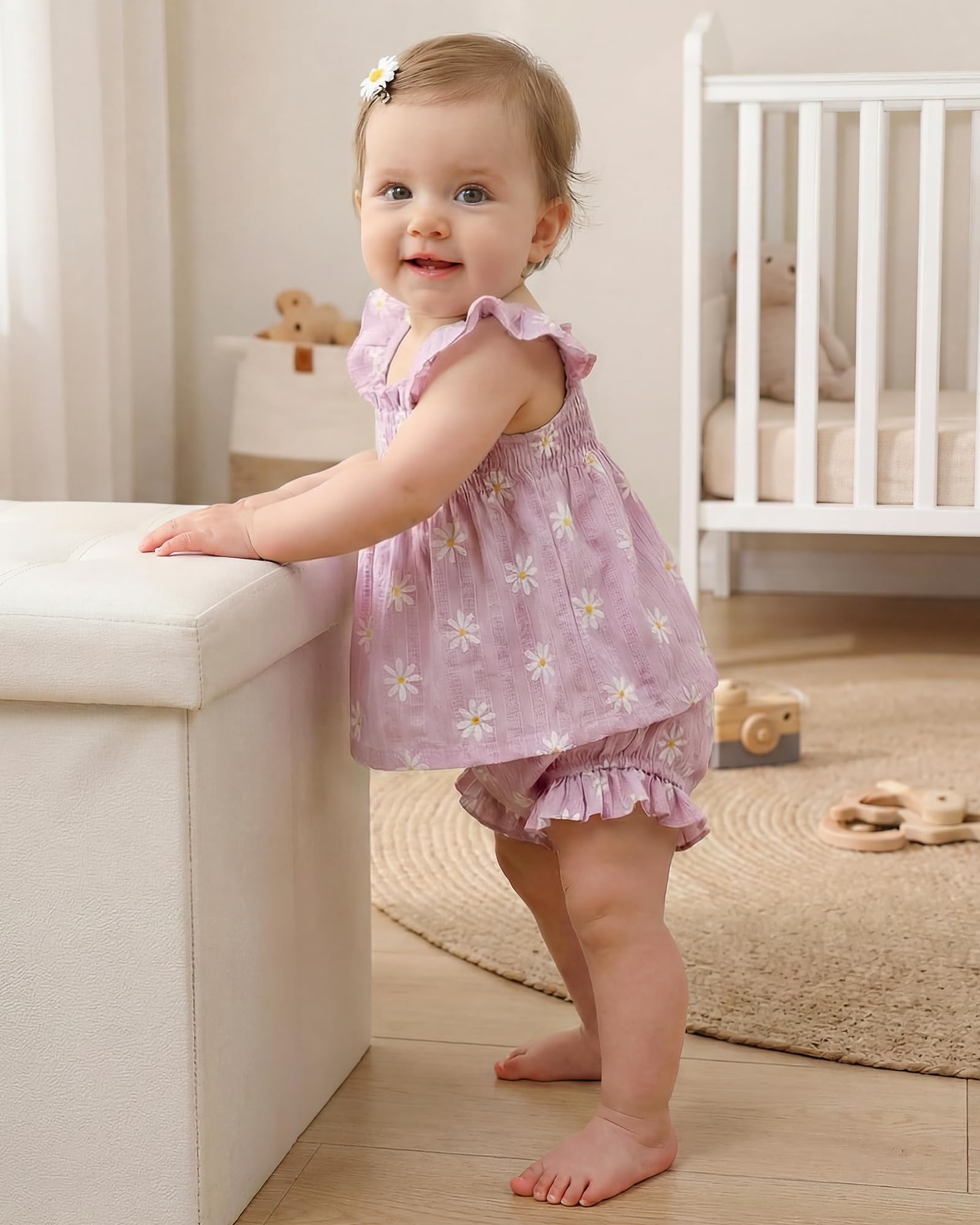 Jecson Newborn Baby Girl Summer Clothes Infant Girl Outfits Sleeveless Ruffle Top and Bloomers Shorts Set 0 3 6 12 Month WEBE CLOTHING