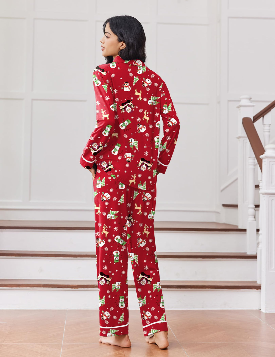 Ekouaer Womens Pajama Sets Long Sleeve Sleepwear Soft Button Down Pjs 2 Piece Loungewear witn Pants S-XXL