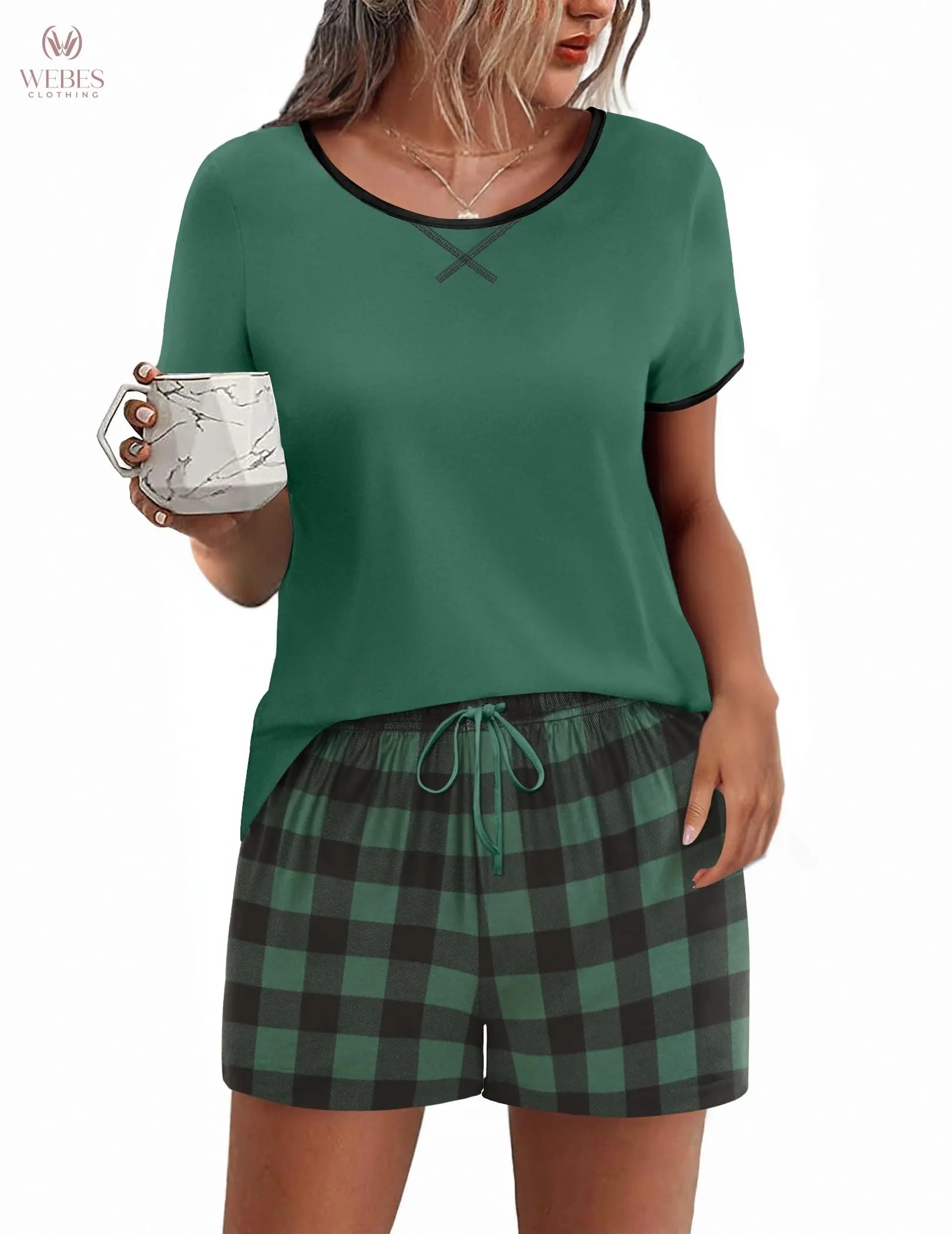 Ekouaer Women Pajama Set Casual Short Set