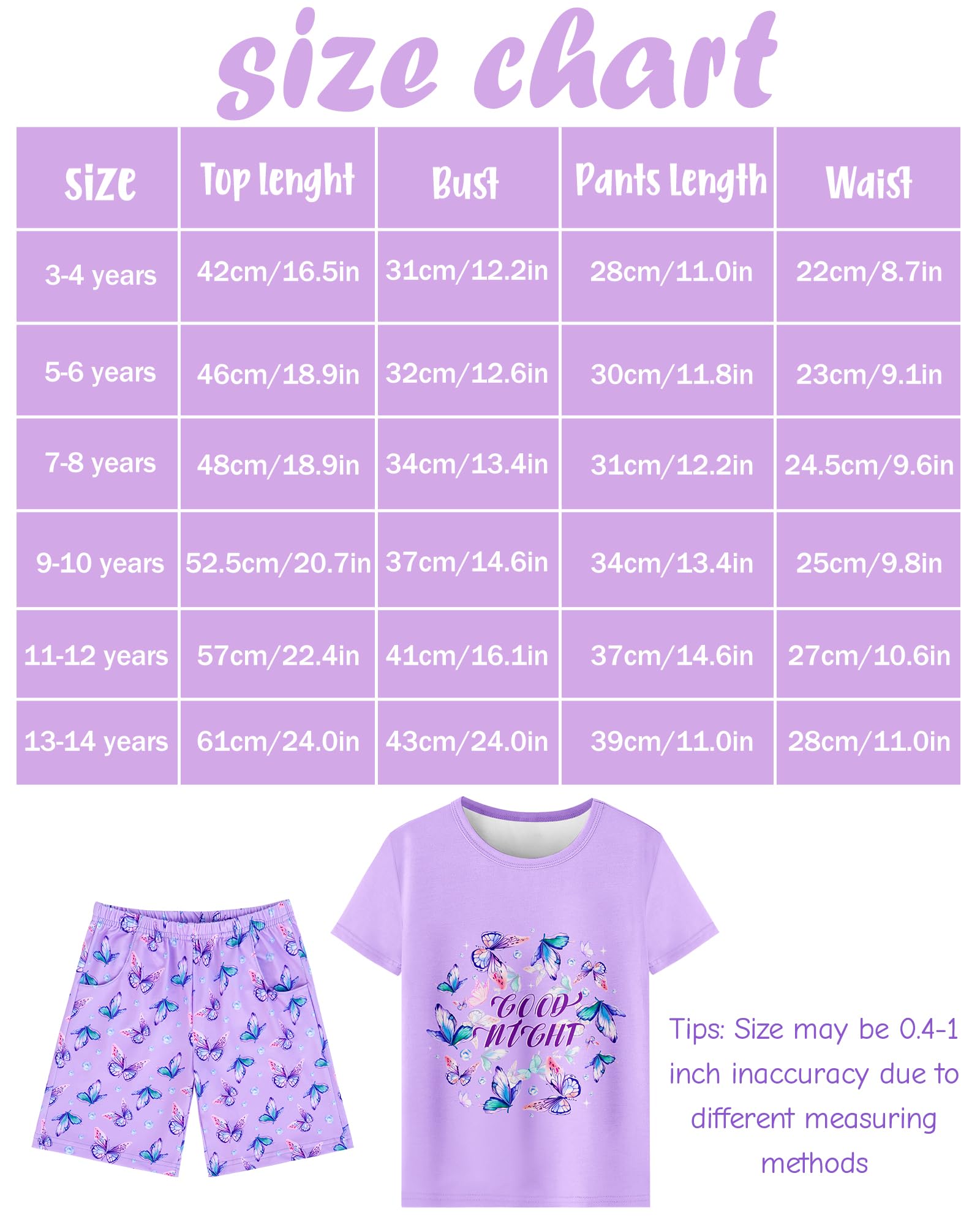 Sylfairy Girls Pajamas Short Sleeve Toddler Girls Summer Short Sets Sleepwear Clothes Kids Pajamas