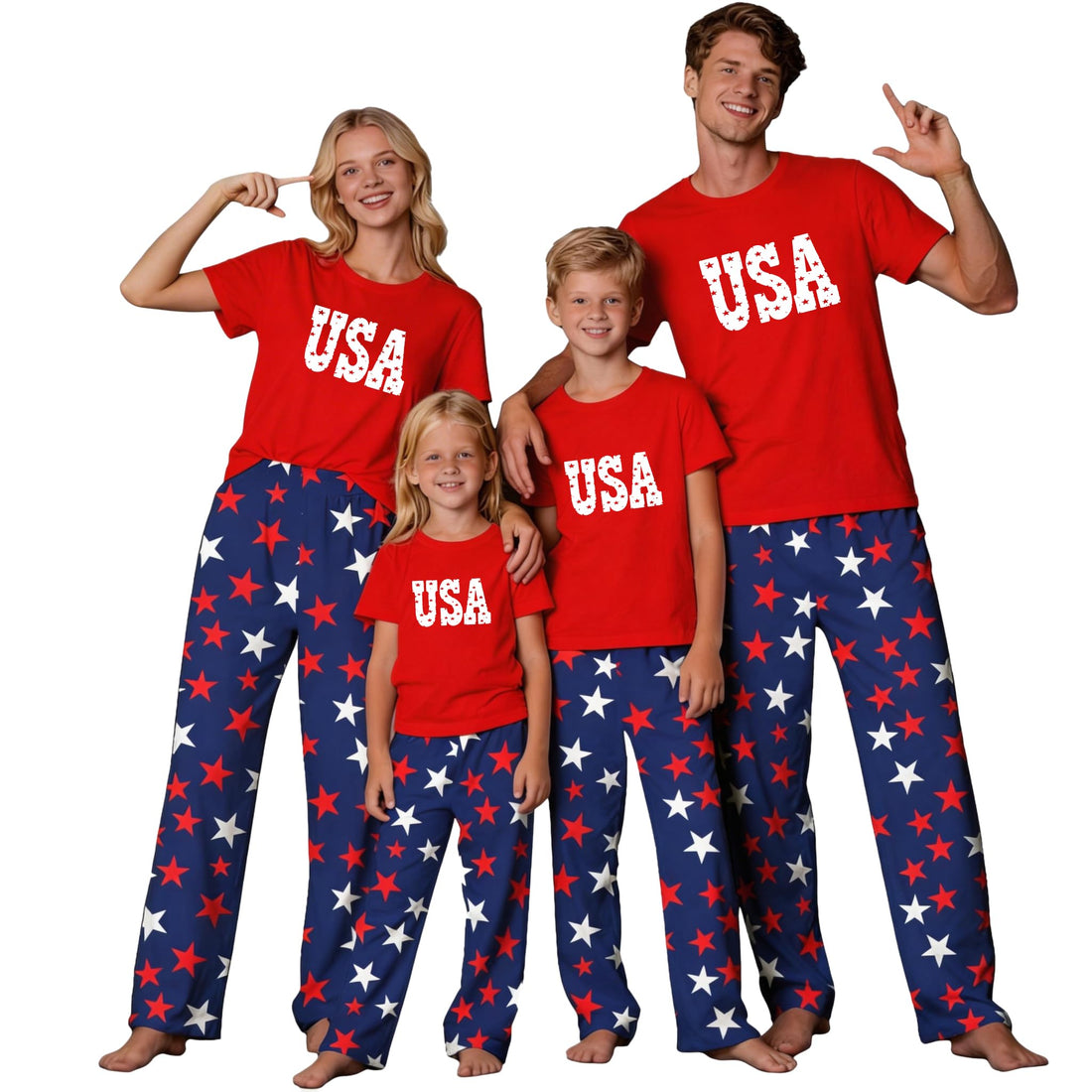 MI X TEE 250th Anniversary American Flag Matching Family Pajamas, 4th of July Shirts Pjs Set, Patriotic Sleepwear for Couples