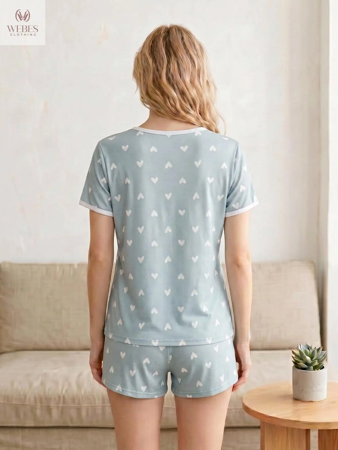 VENTELAN Women's 2 Piece Short Sleeve Pajama Sets Soft Loungewear Summer Sleepwear Pjs Sets with Pockets WEBE CLOTHING
