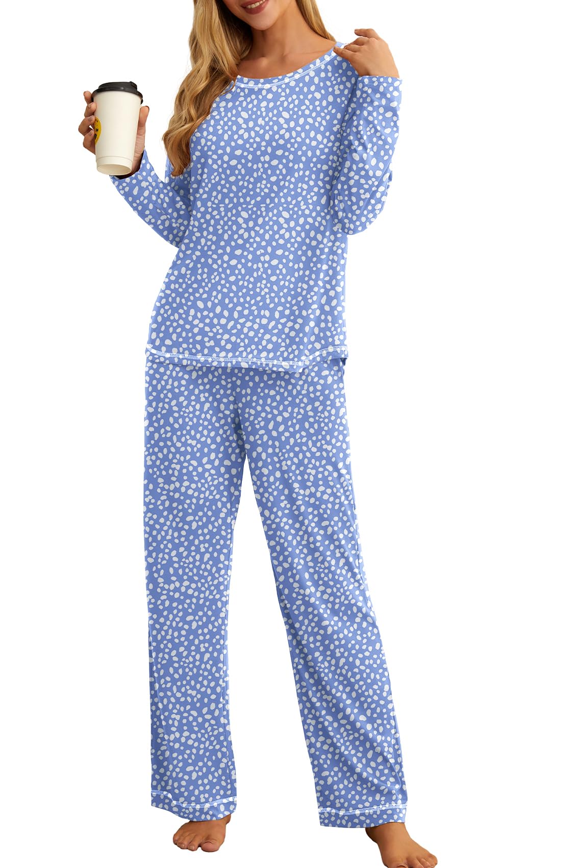 PrinStory Women's Pajama Set 2026 Lounge Sets Long Sleeve Sleepwear Soft 2 Piece Pjs with Pockets