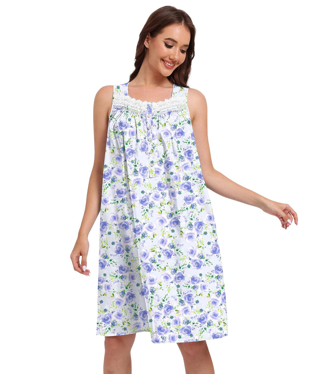 Sleeveless Nightgowns for Women 100% Cotton Nightgown Sleep Dress Soft Ladies Gowns Sleepwear Nightdress WEBE CLOTHING