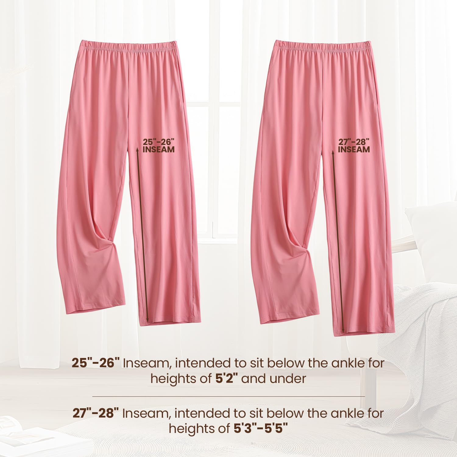 PNAEONG Pajama Pants for Women Soft Pajama Bottoms Loose Fit Sleepwear Elastic Waist Lounge Pants 25-27 inseam