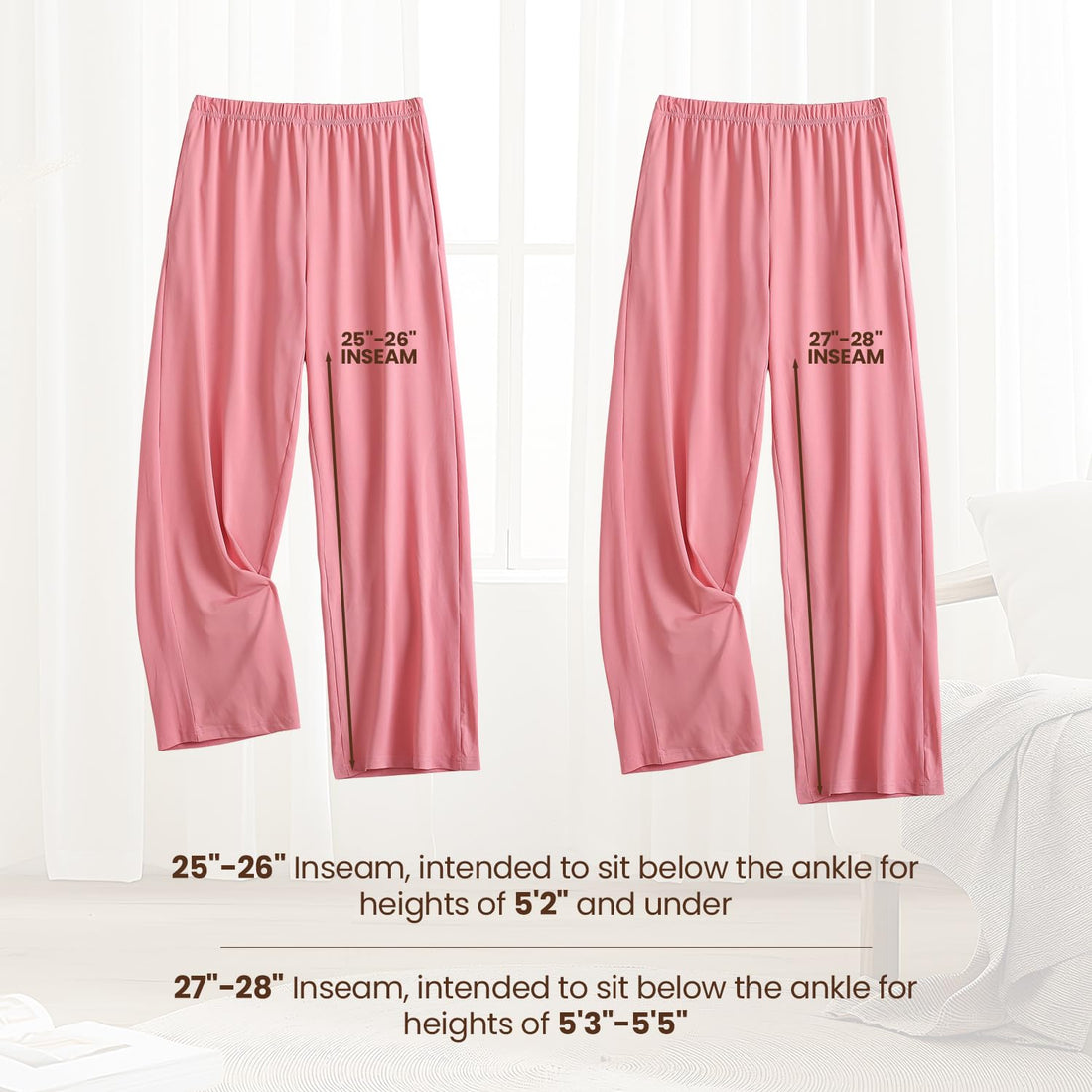 PNAEONG Pajama Pants for Women Soft Pajama Bottoms Loose Fit Sleepwear Elastic Waist Lounge Pants 25-27 inseam