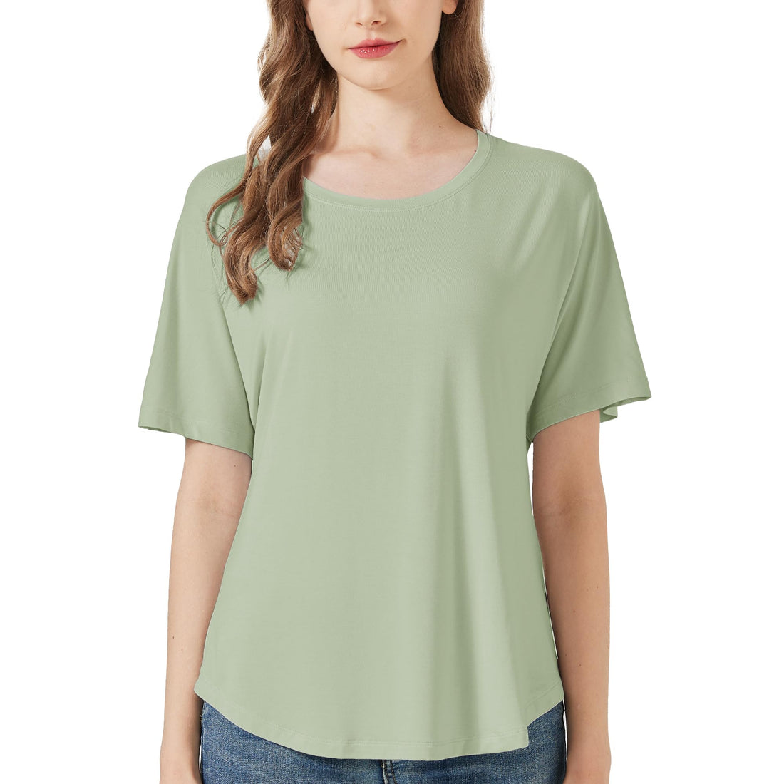 netdraw Women's Ultra Soft Bamboo Viscose Dolman Top Loose Fit Trendy Casual Lounge Short Sleeve Pajama Batwing T-Shirt