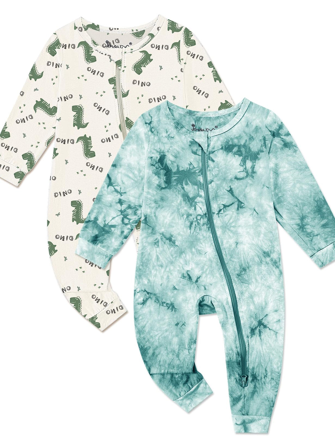 Jimonda Baby Girls Boys Footless Pajamas,Rayon From Bamboo Pjs 2 Way Zipper Long Sleeve Soft Sleeper,Infant Tie-dye Romper