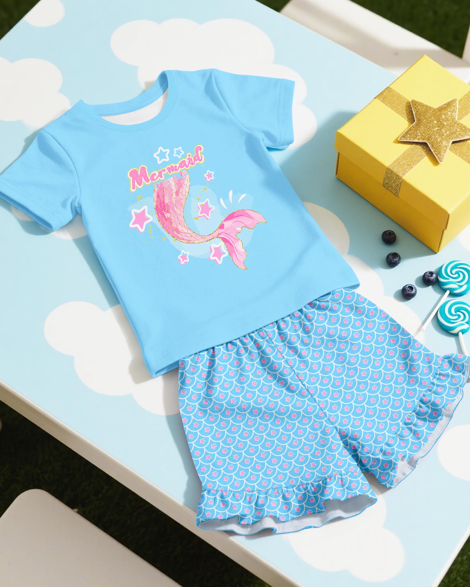 Sylfairy Girls Pajamas Summer Toddler Girl Pajamas Sets Short Sleeve Girls' Cute Sleepwear Pjs