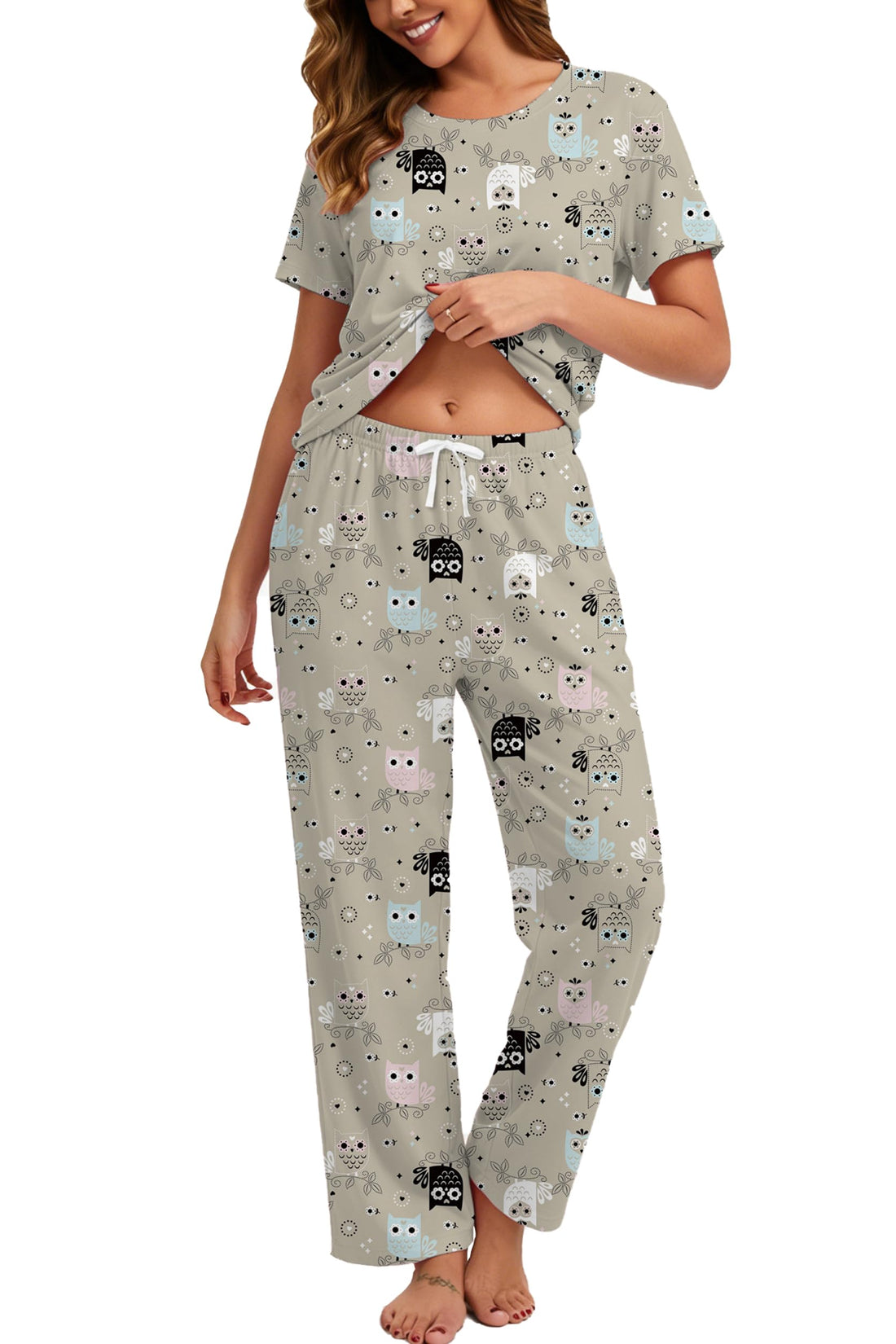 2 Piece Pjs Set For Womens Pajamas Lounge Set Long Sleeve Joggers Pants Sleepwear with Pockets WEBE CLOTHING