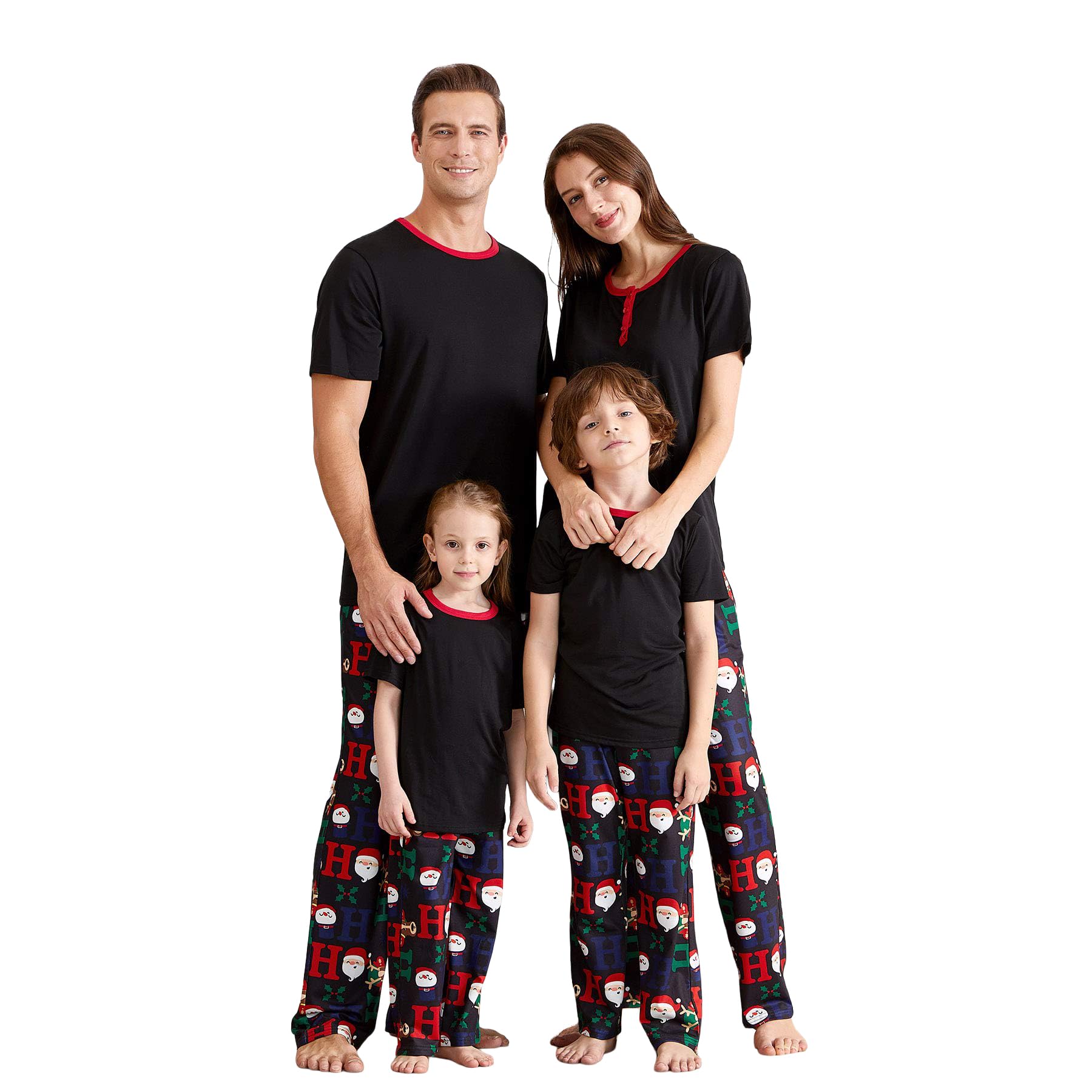 IFFEI Christmas Pajamas for Family Matching Holiday PJ's Sets with Short Sleeve Tee and Pants Loungewear