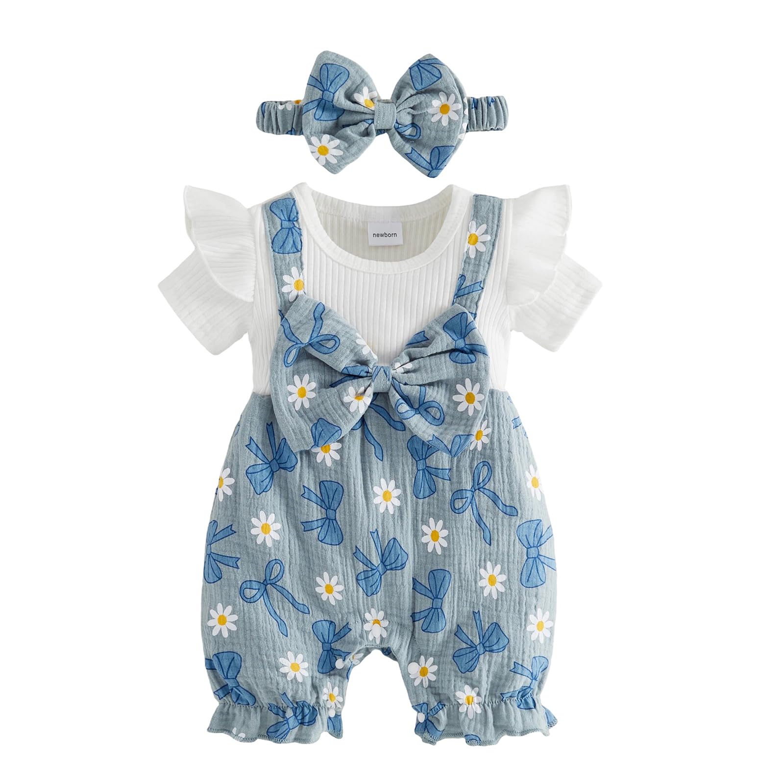 YINGISFITM Newborn Baby Girl Summer Clothes Short Sleeve Bubble Romper Bow Shorts Jumpsuit Infant Outfit 0 3 6 9 12 18 Months WEBE CLOTHING