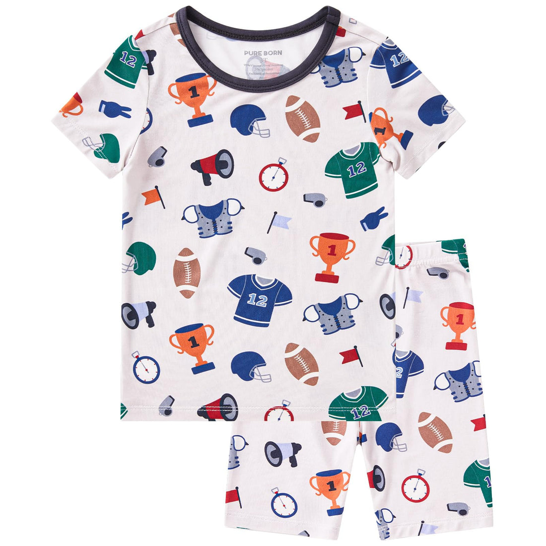 pureborn Baby Viscose from Bamboo Pajama Set Boys Sleepwear 12M-8Y | Short sleeve, cooling fabric, snug fit, buttery soft, gentle skin touch, stretch, breathable lightweight sleepwear