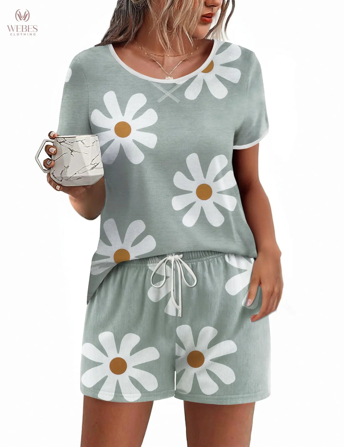 Ekouaer Women Pajama Set Casual Short Set