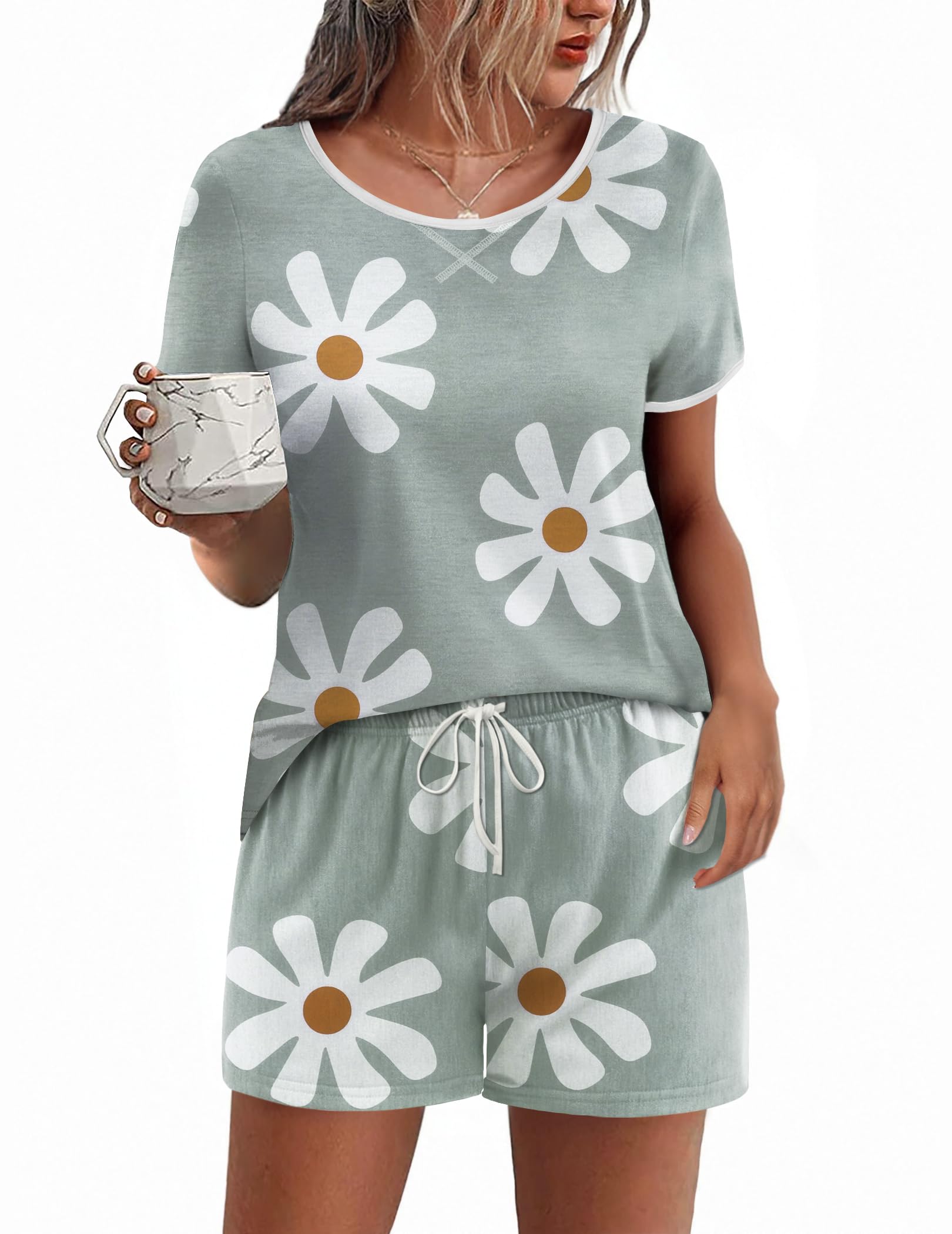 Ekouaer Women Pajama Set Casual Short Set