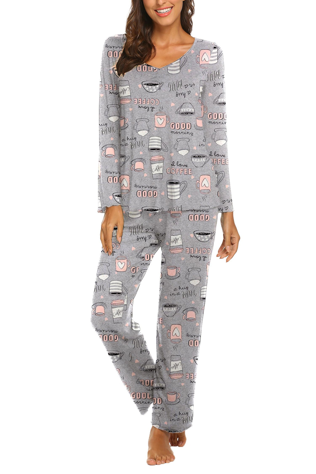 Ekouaer Womens Pajama Sets 2 Piece Lounge Set Fall Winter Pajamas Long Sleeve Pjs Top and Pants Soft Pj Sets Loose Sleepwear