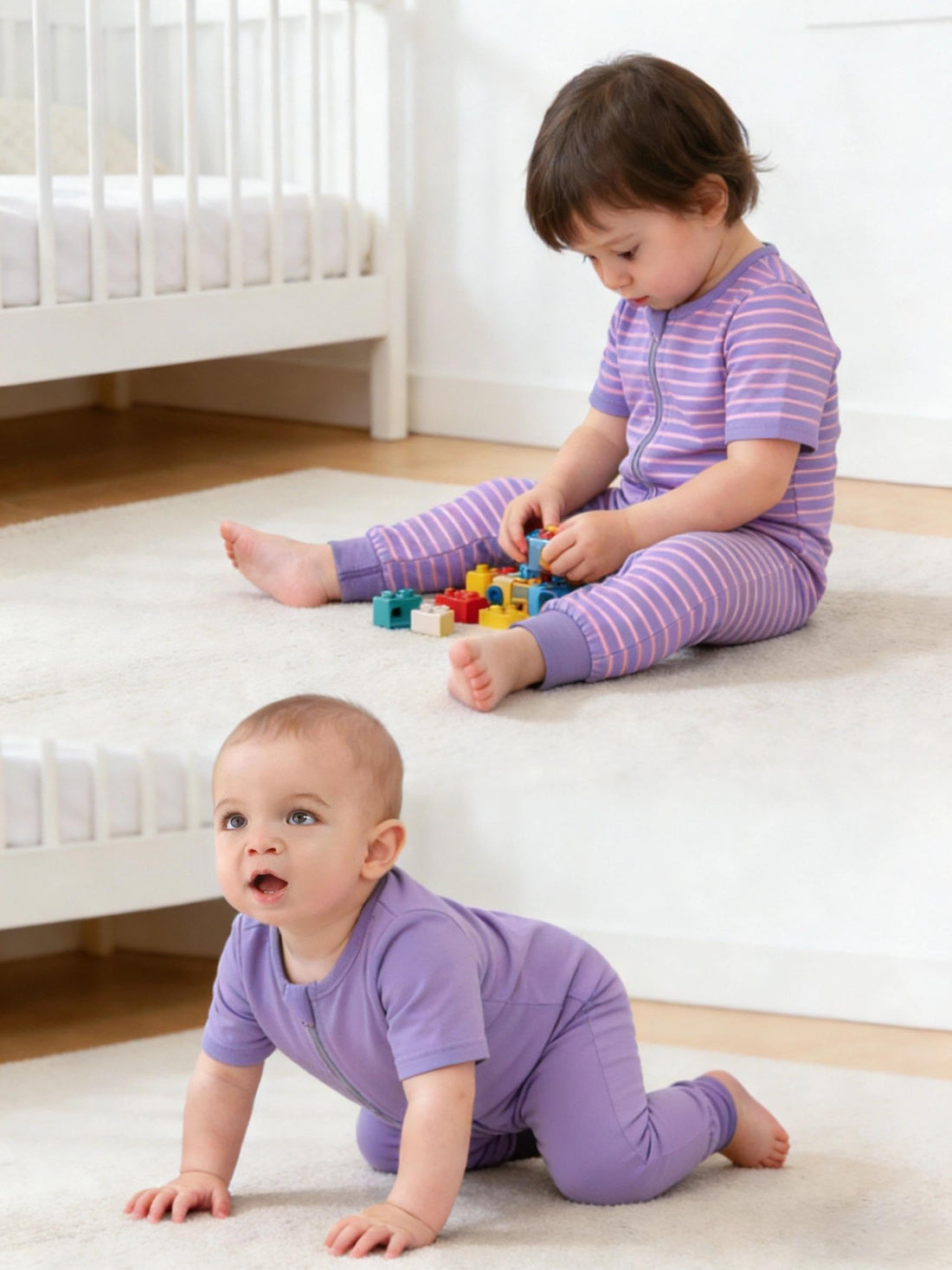 Jimonda Baby Romper 2 Pack Short Sleeve Pajamas Footless Sleepers Baby Boys Girls 2 Way Zipper Pjs Sleep and Play Clothes