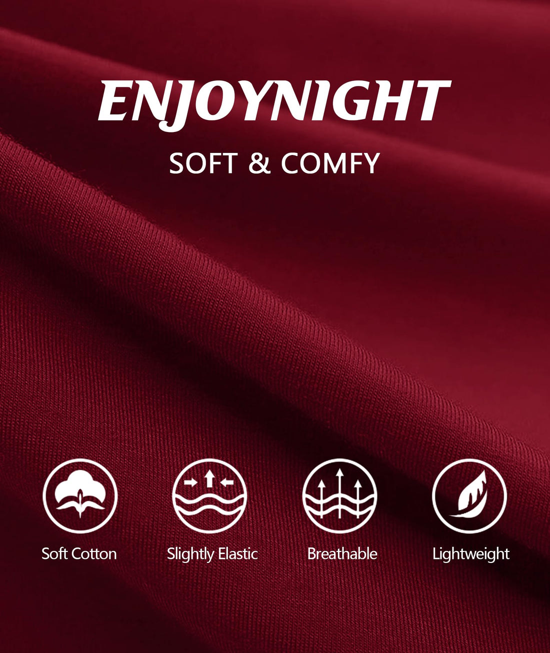 ENJOYNIGHT 2 Pack Womens Pajama Tops Cotton T-Shirt V-Neck Soft Sleep Pj Shirt Short Sleeves