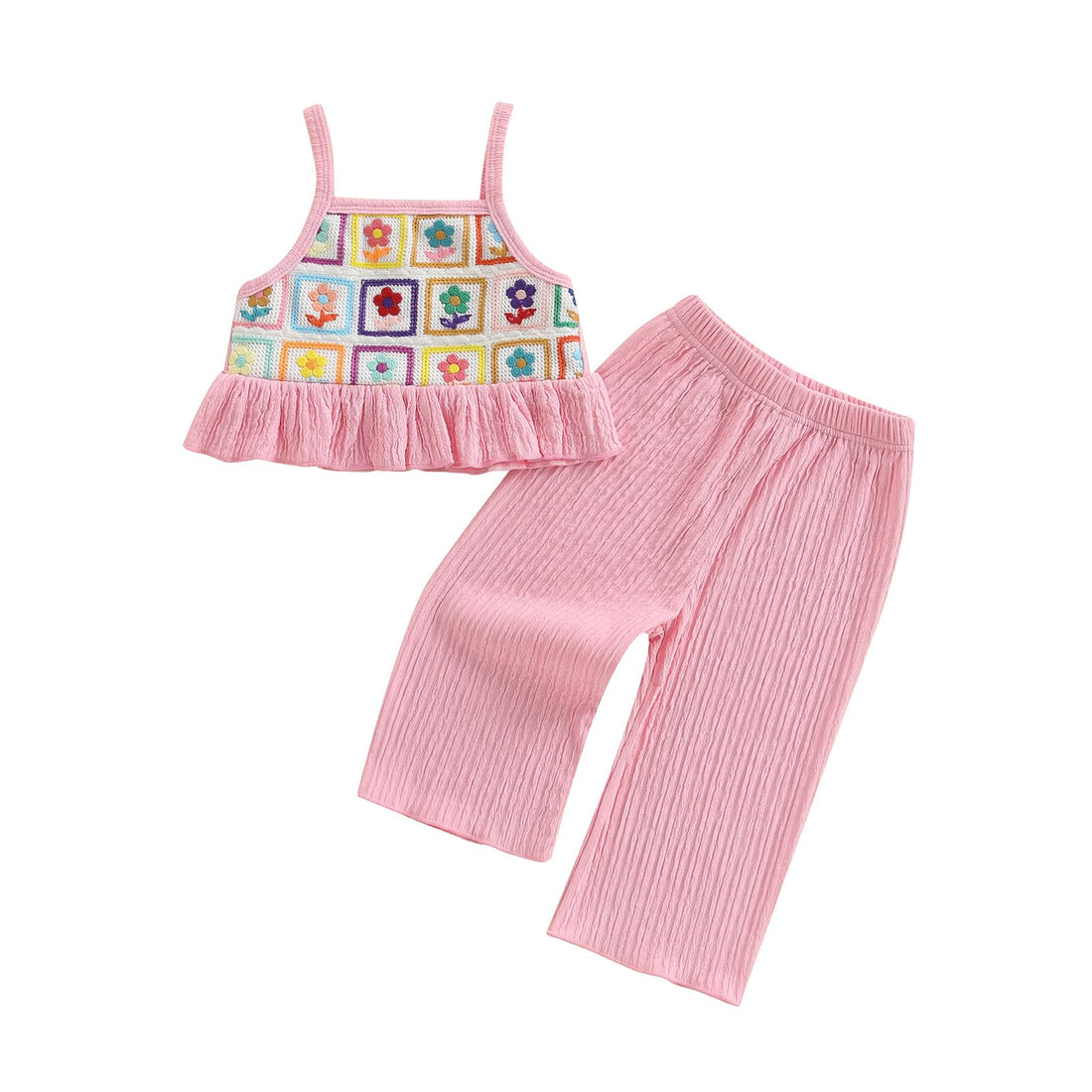 Baby Girl Outfits Crocheted Ruffled Camisole And Elastic Pants Set 6 12 18 24 Months 2 3 4 T WEBE CLOTHING