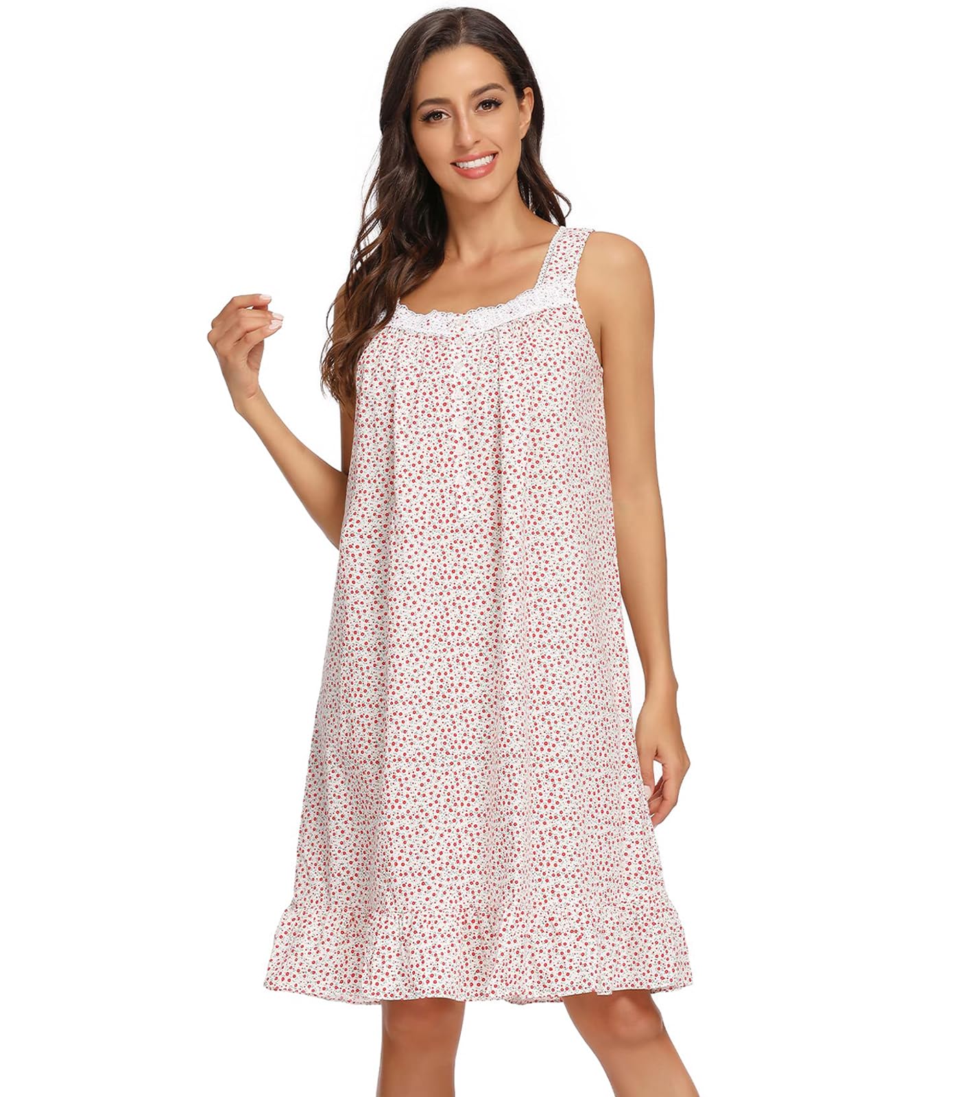 Sleeveless Nightgowns for Women 100% Cotton Nightgown Sleep Dress Soft Ladies Gowns Sleepwear Nightdress WEBE CLOTHING