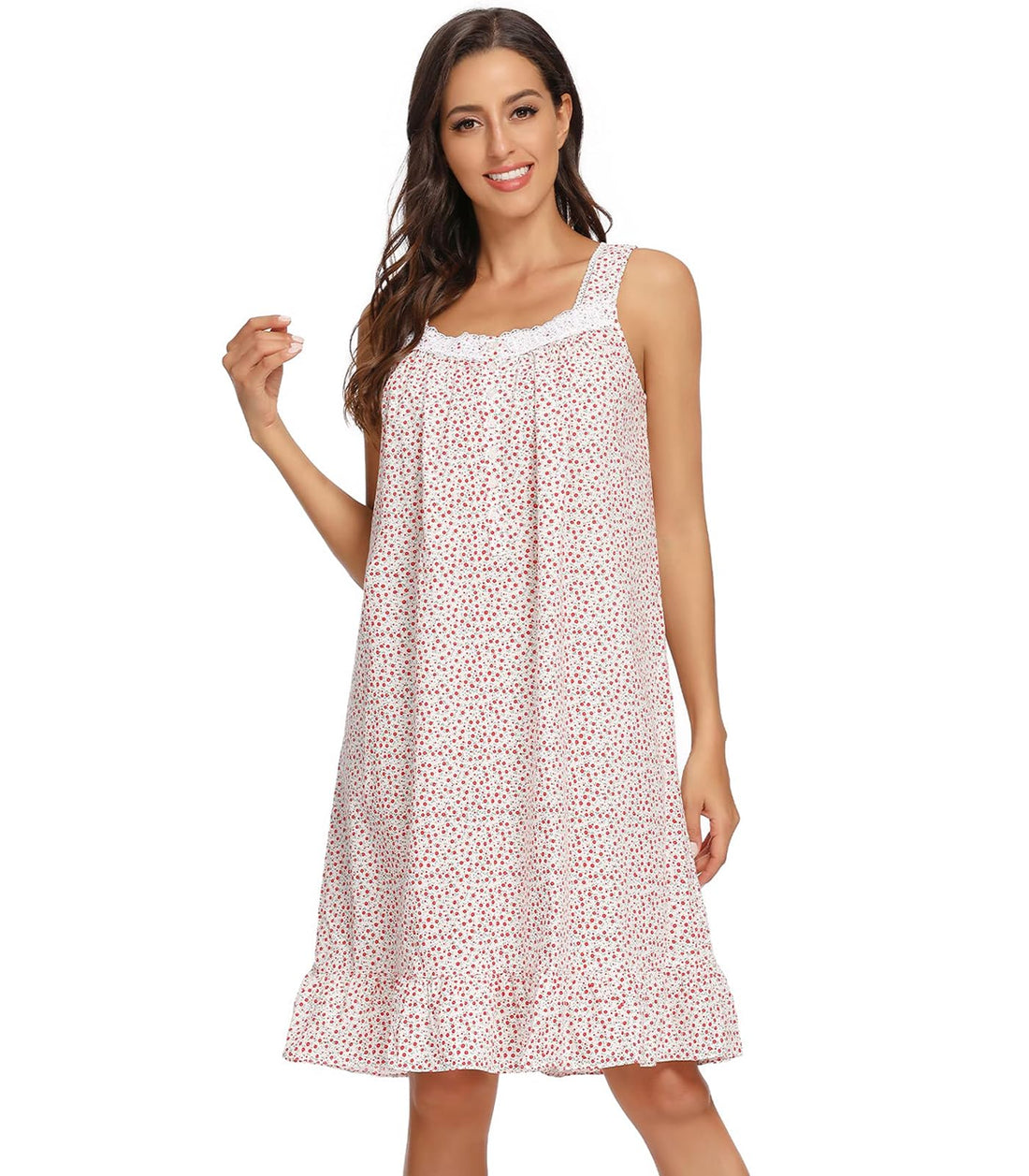 Sleeveless Nightgowns for Women 100% Cotton Nightgown Sleep Dress Soft Ladies Gowns Sleepwear Nightdress WEBE CLOTHING