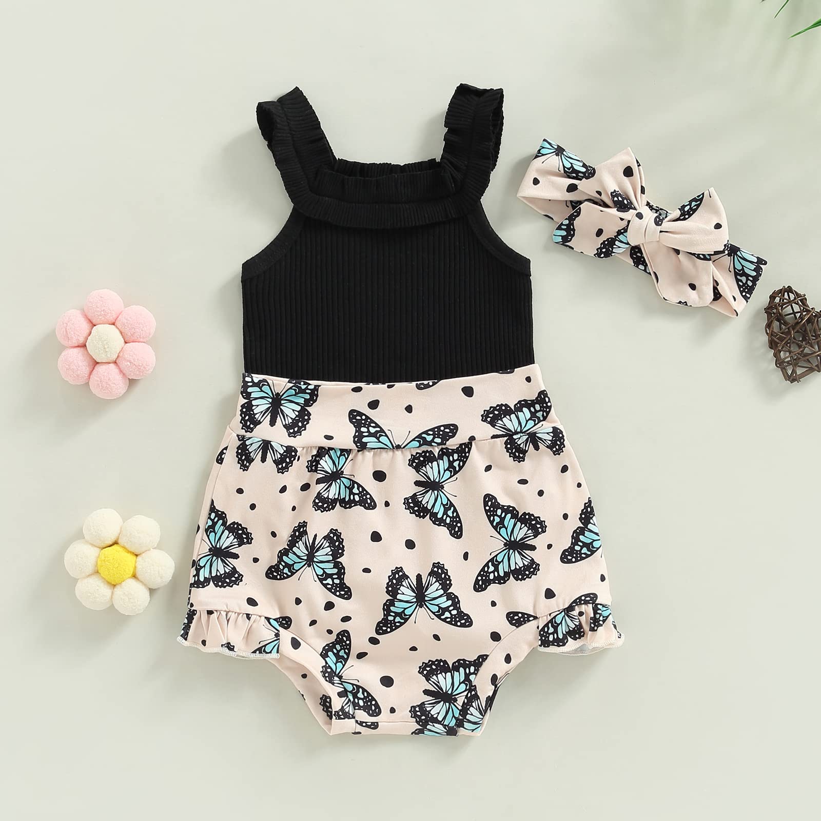 Newborn Baby Girl Summer Clothes Boho Infant Sleeveless Romper Bodysuit Shorts Headband 3Pcs Outfits WEBE CLOTHING