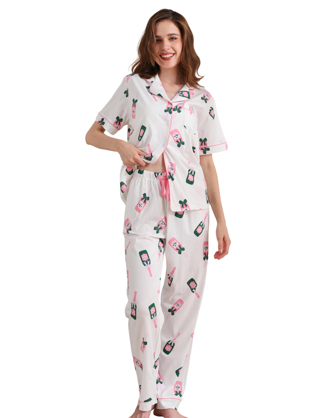 NAP BOUND 100% Cotton Pajamas for Women Sets 2 Pieces Pjs Button short sleeves with Pockets Soft Sleepwear Loungewear XS-XXL