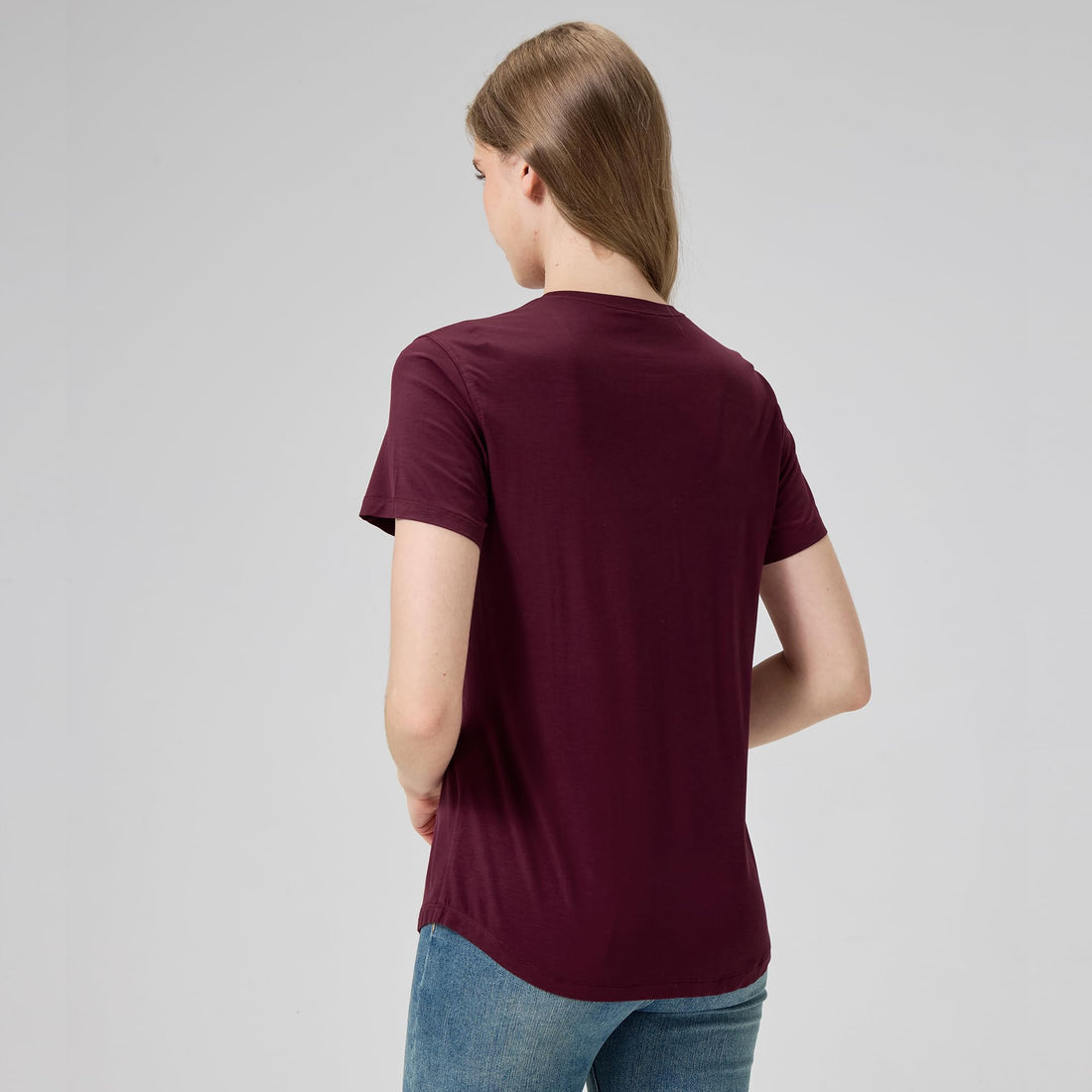 netdraw Women's Soft Bamboo Viscose T-Shirt, Curved Hem Crew Neck Short Sleeve Moisture Wicking Casual Sleep Pajama Tops