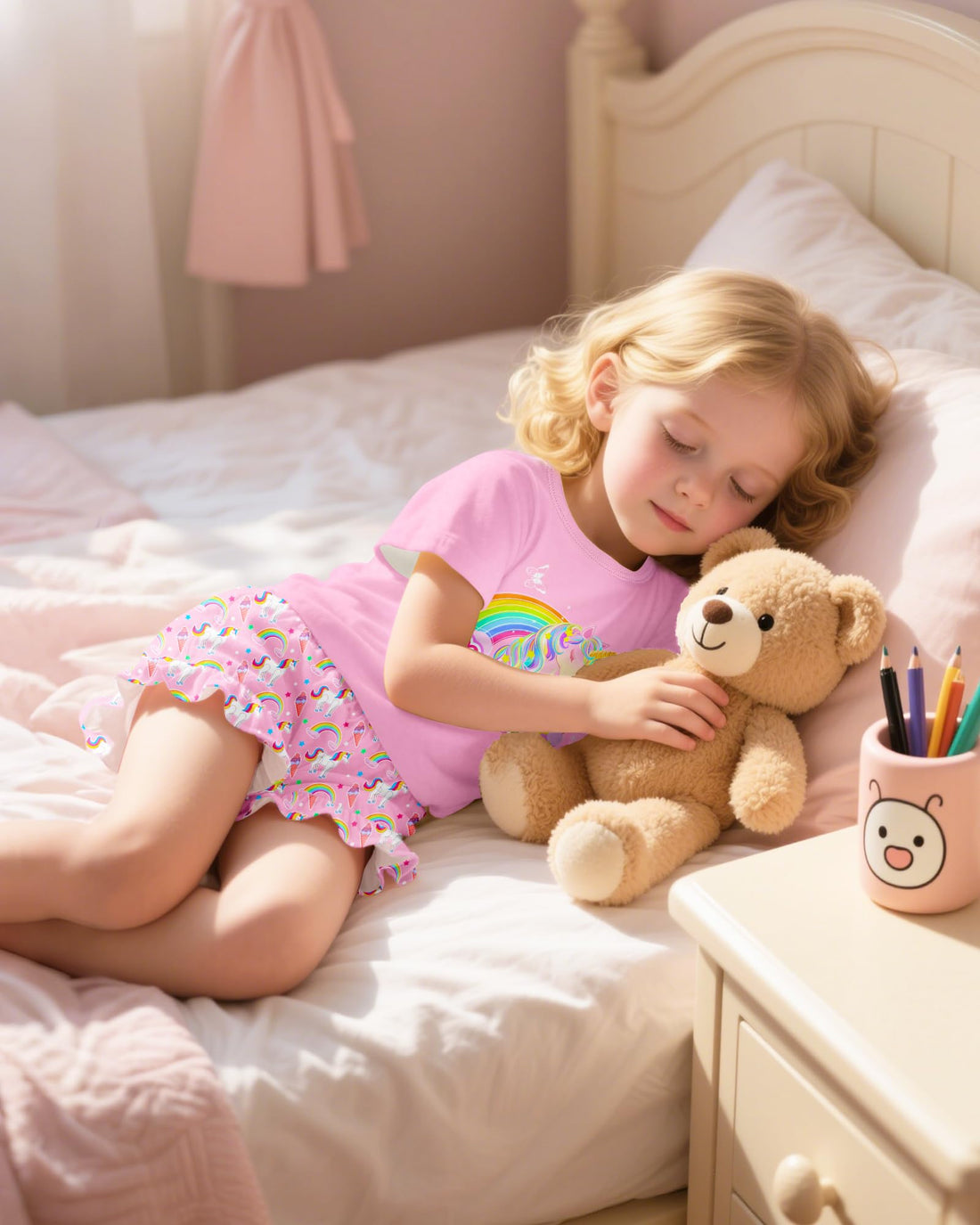 Sylfairy Girls Pajamas Summer Toddler Girl Pajamas Sets Short Sleeve Girls' Cute Sleepwear Pjs