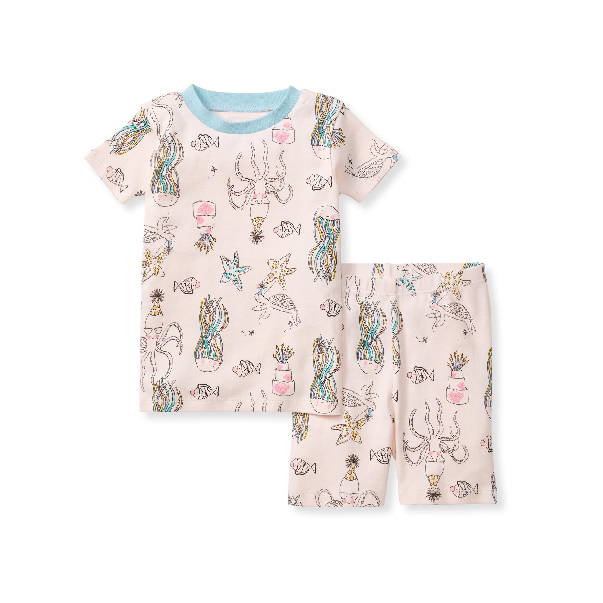 Burt's Bees Baby Unisex Cotton Pajamas, 2-Piece Short Sleeve Tee & Shorts
