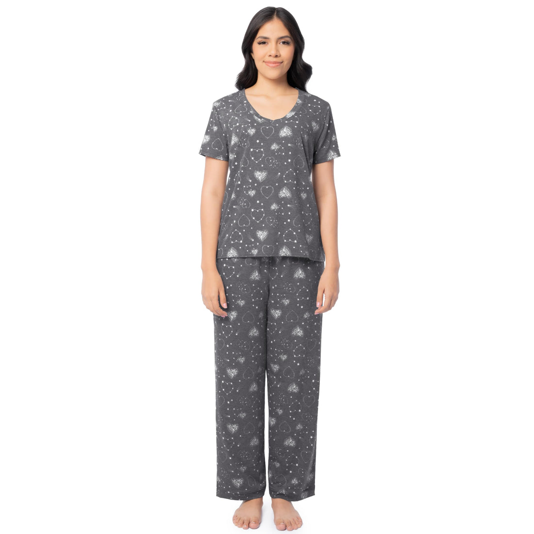 Fruit of the Loom womens Short Sleeve Tee and Pant 2 Piece Sleep Set WEBE CLOTHING