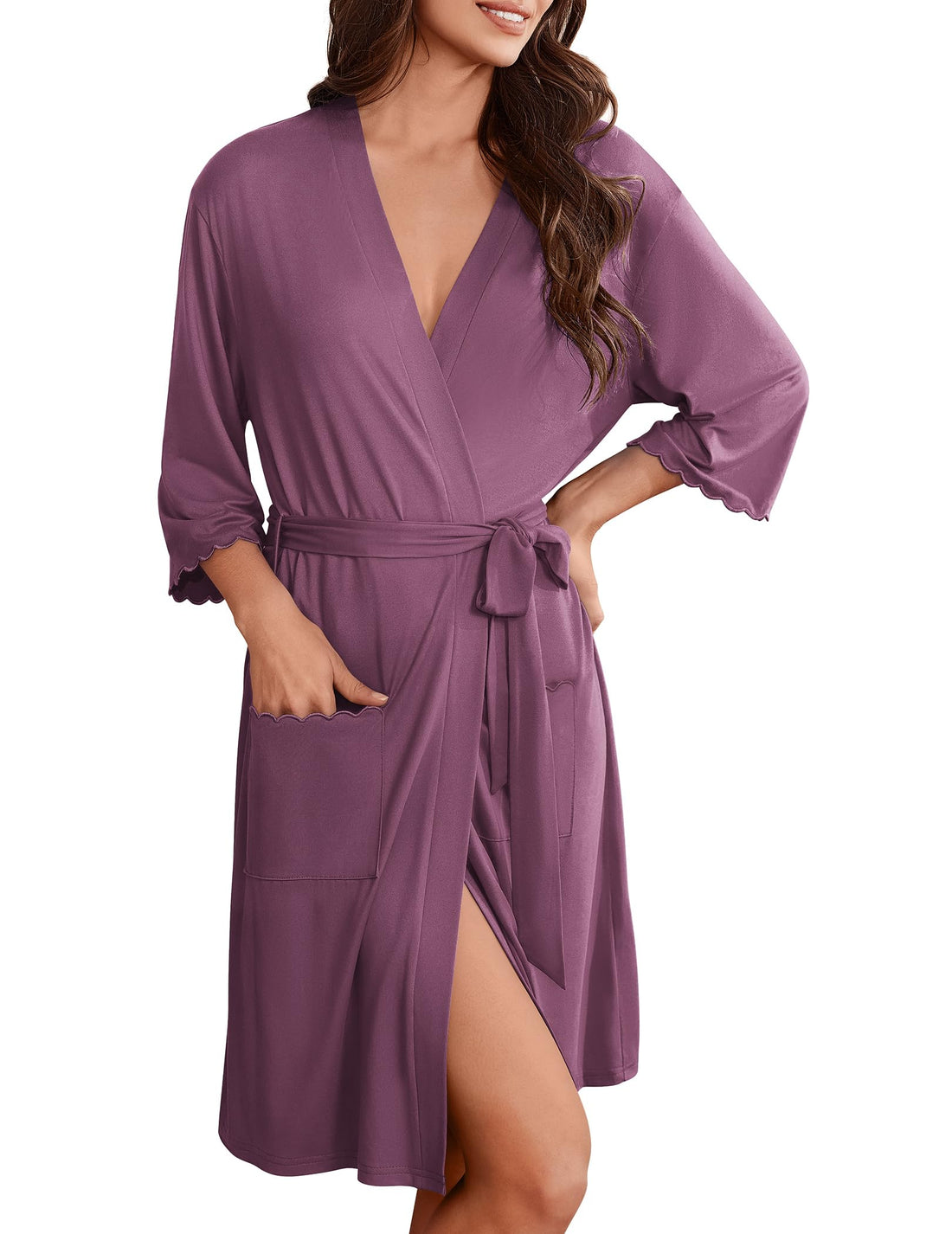 Ekouaer Solid Color Nightgown Causal Nightdress Women Comfy Short Sleeves Night wear WEBE CLOTHING