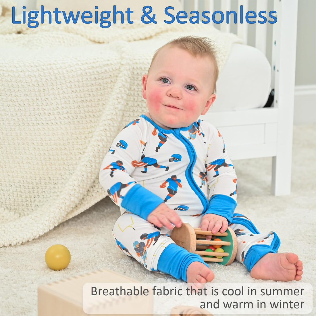 LollyBanks Baby Pajamas, Long Sleeve Baby Romper with 2-Way Zipper, 95% Viscose from Bamboo and 5% Spandex, Infant Sleepers
