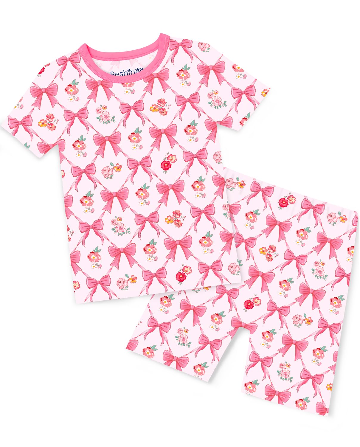 babee Reshinee Bamboo Viscose Toddler Unicorn Mermaid Girls Kids Pajamas Short Sleeve Summer Cool Snug fit Pjs, 2pcs