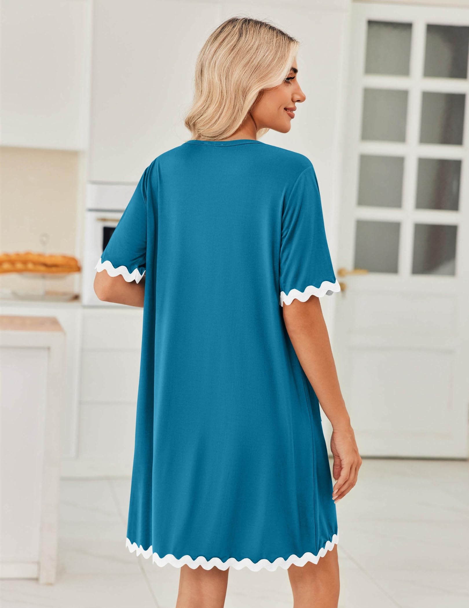 Ekouaer Women Zip Up Robe Lightweight Housecoats with Pockets Knee Length Short Bathrobes Soft Nightgown S-3XL