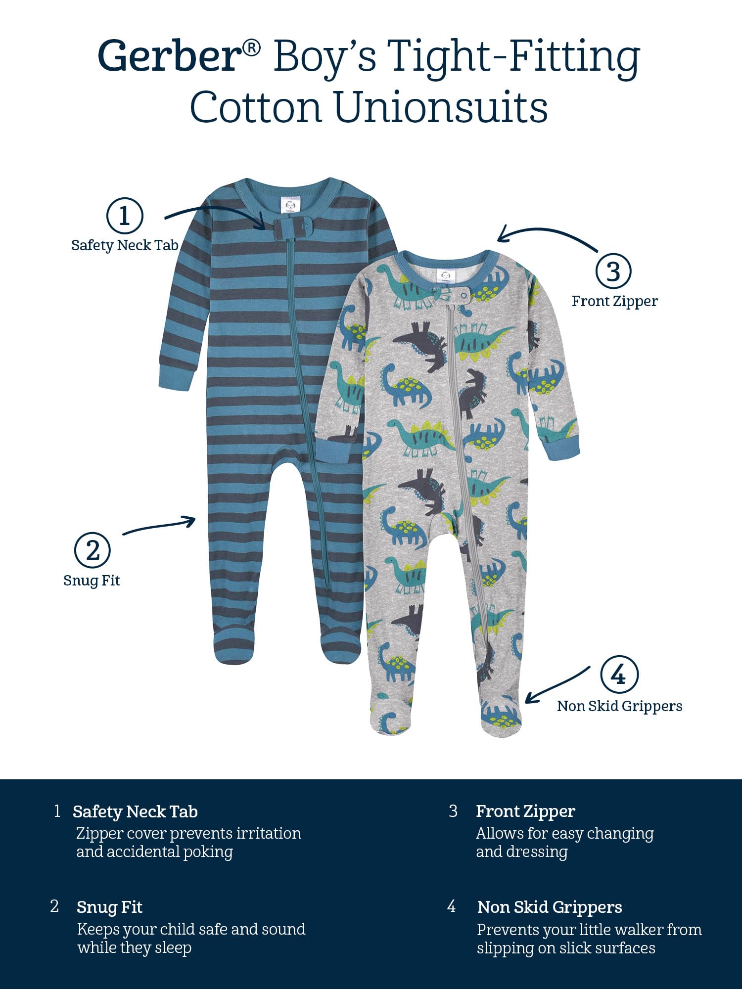 Gerber Baby-Boys 2-Pack Footed Pajamas