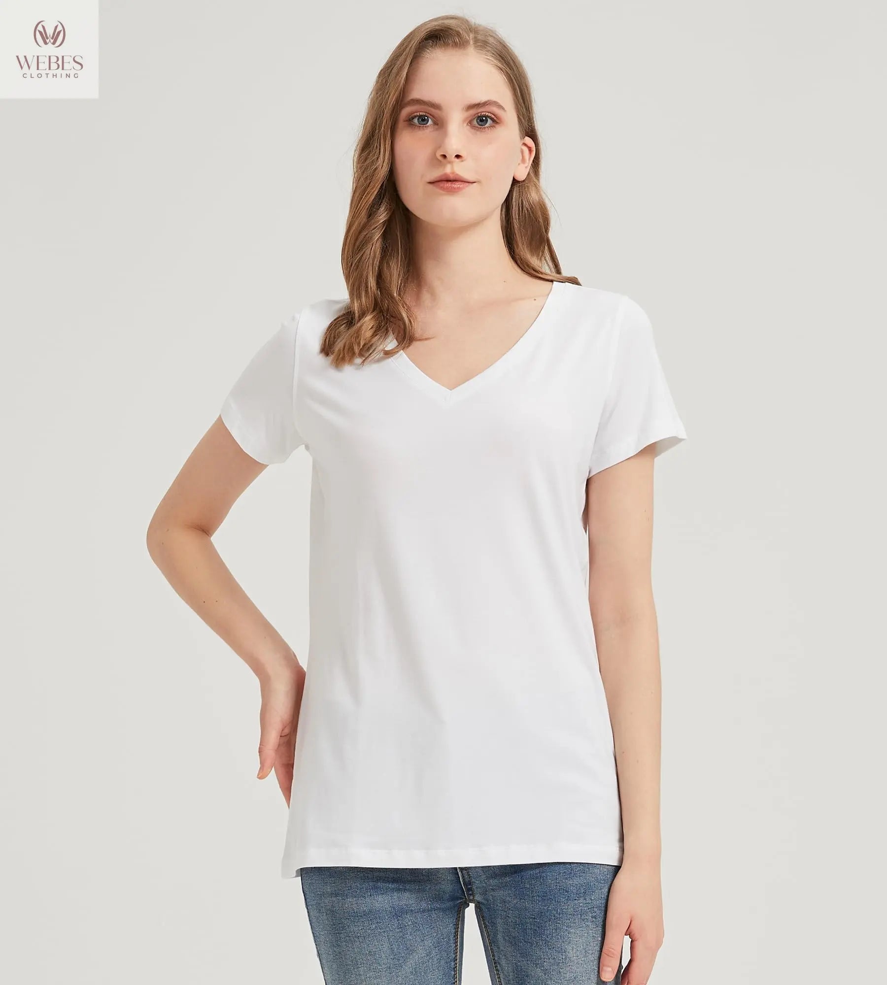 netdraw Women's Ultra-Soft Bamboo Viscose Cotton V-Neck Short Sleeve T-Shirt, Casual Summer Tops for Lounge Sleep Pajama
