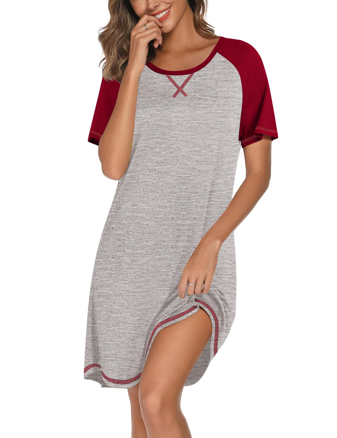 Ekouaer Nightgowns for Women Short Sleeve Sleep Shirts Crewneck Night Shirts Soft Sleepwear Caual T Shirt Sleep Dress