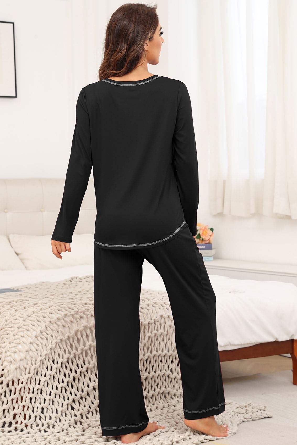 PrinStory Women's Pajama Set 2026 Lounge Sets Long Sleeve Sleepwear Soft 2 Piece Pjs with Pockets