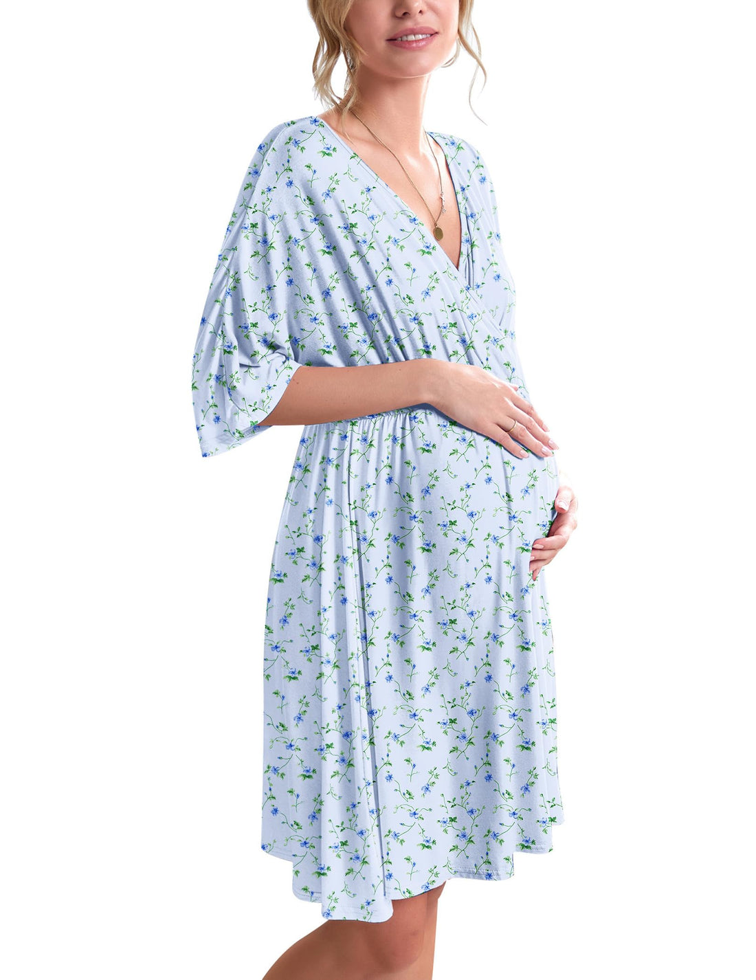 Ekouaer 3 in 1 Labor/Delivery/Hospital Gown Maternity Dress Nursing Nightgown Sleepwear for Breastfeeding