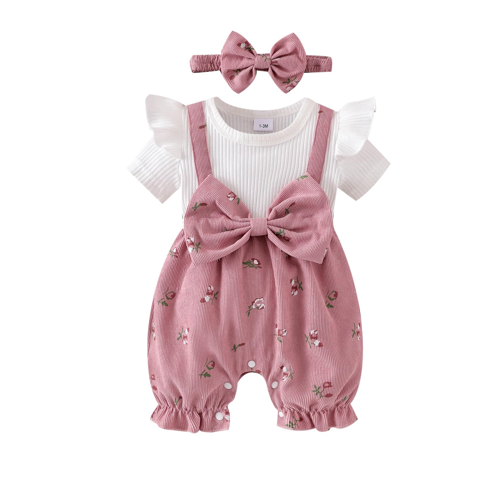 YINGISFITM Newborn Baby Girl Summer Clothes Short Sleeve Bubble Romper Bow Shorts Jumpsuit Infant Outfit 0 3 6 9 12 18 Months WEBE CLOTHING
