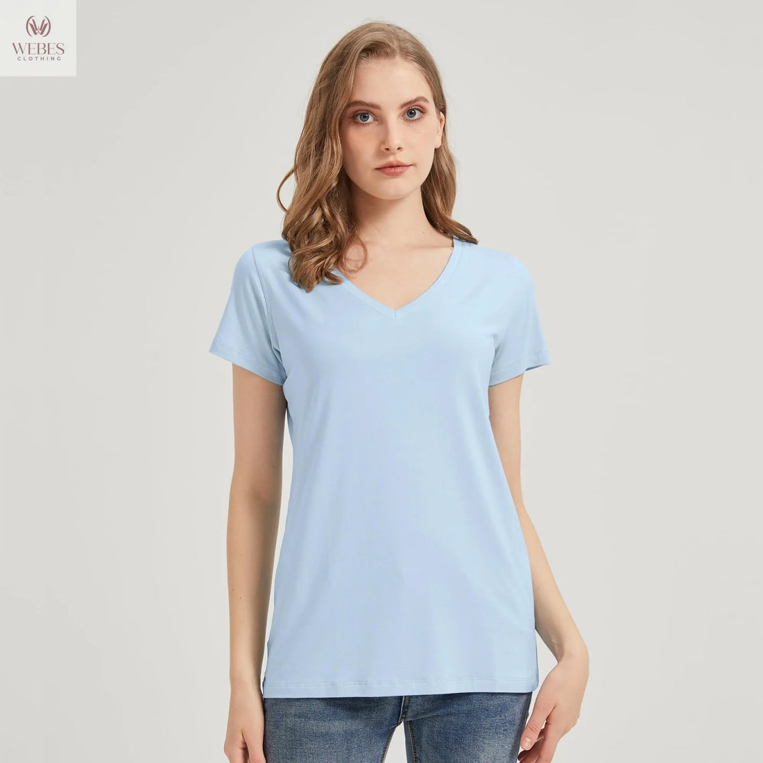 netdraw Women's Ultra-Soft Bamboo Viscose Cotton V-Neck Short Sleeve T-Shirt, Casual Summer Tops for Lounge Sleep Pajama