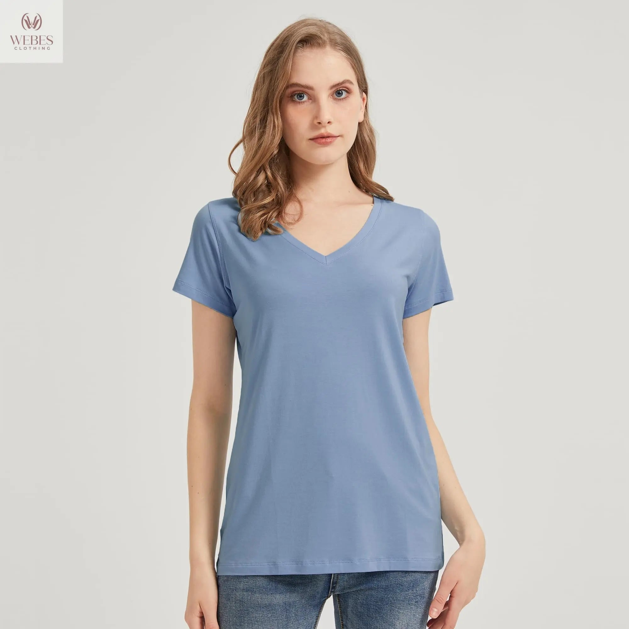 netdraw Women's Ultra-Soft Bamboo Viscose Cotton V-Neck Short Sleeve T-Shirt, Casual Summer Tops for Lounge Sleep Pajama